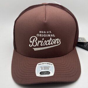 Brixton Brown Mesh-Back Trucker Hat with White Script Logo